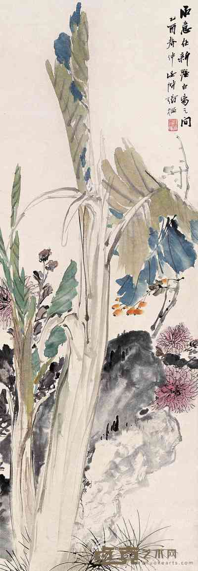 张辛稼 花卉图 立轴 100×36cm